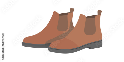 A pair of brown ankle boots presented on a plain white background