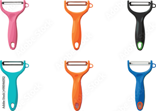Photos Vegetable Peeler Tool Set with Different Colors Kitchen Utensil Illustration Col