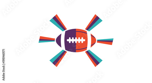 Abstract American Football Design with Colorful Rays.