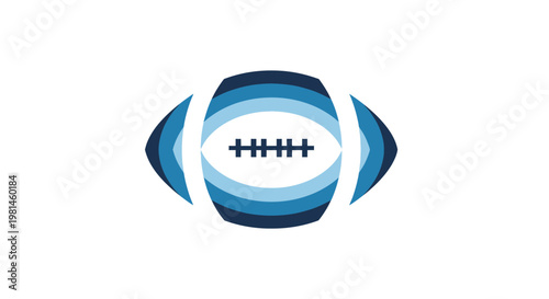 Abstract American Football Emblem with Blue Tones.