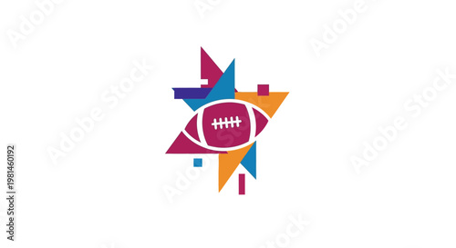 Abstract American Football Logo Design with Geometric Shapes.