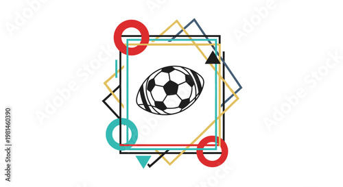 Abstract Soccer Ball Design with Geometric Shapes.