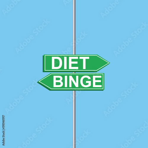 diet vs binge Directional Road Sign Vector