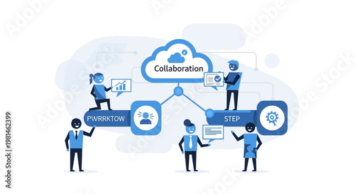 Business people collaborate online.