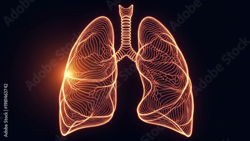 World Lung Day human lungs, showcasing intricate anatomical patterns and glowing biological activity, representing advanced medical insights and respiratory system health