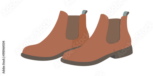 A pair of stylized orange chelsea boots against a black background