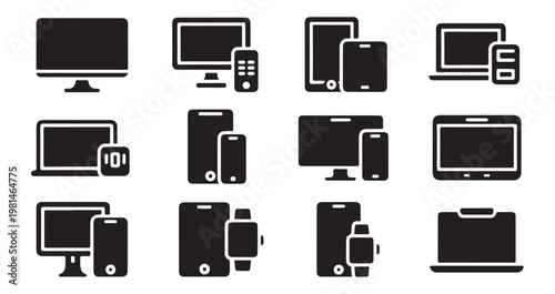 Interactive device pairing icons illustrating cross platform connectivity and media sharing.