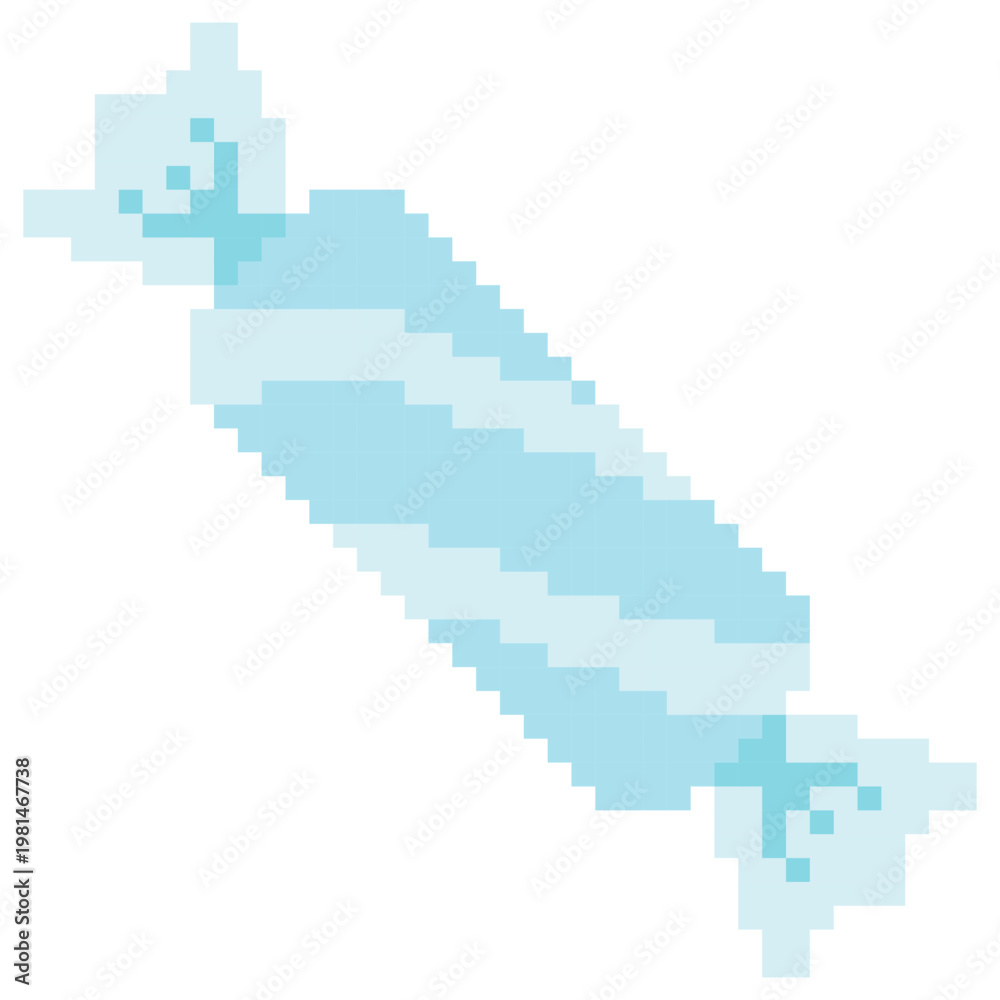 Fototapeta premium Blue Pixel Wrapped Candy Vector Cute 8 Bit Retro Sweet Illustration