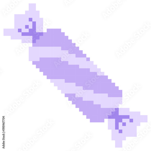 Purple Pixel Wrapped Candy Vector Cute 8 Bit Retro Sweet Illustration