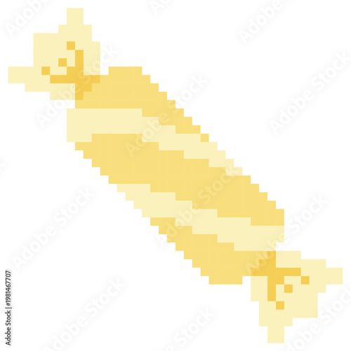 Yellow Pixel Wrapped Candy Vector Cute 8 Bit Retro Sweet Illustration