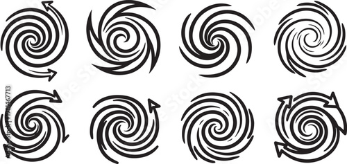 Spiral patterns demonstrating rotational symmetry and fluid dynamics Vector