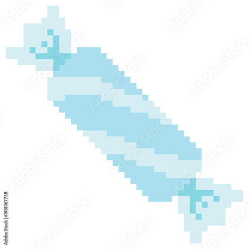 Blue Pixel Wrapped Candy Vector Cute 8 Bit Retro Sweet Illustration