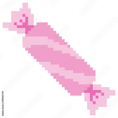 Light Pink Pixel Wrapped Candy Vector Cute 8 Bit Retro Sweet Illustration