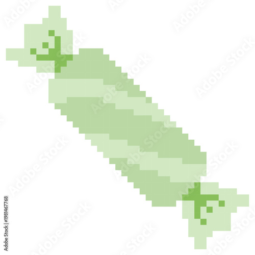 Light Green Pixel Wrapped Candy Vector Cute 8 Bit Retro Sweet Illustration