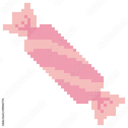 Pink Pixel Wrapped Candy Vector Cute 8 Bit Retro Sweet Illustration