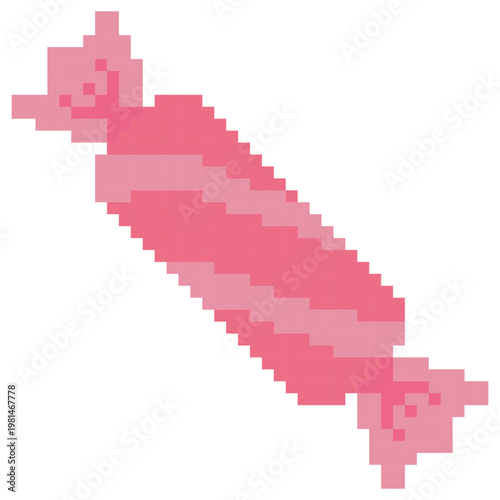 Red Pixel Wrapped Candy Vector Cute 8 Bit Retro Sweet Illustration