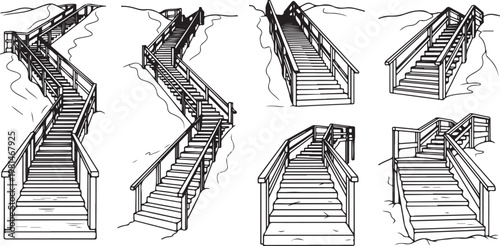 Architectural sketches showing variations in building facade designs Vector