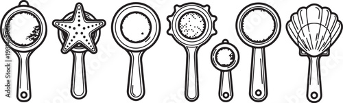 Variety of vintage and modern microphone designs in black and white Vector