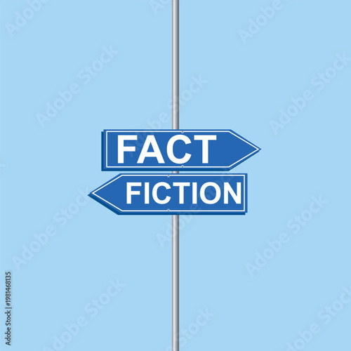 fact vs fiction Directional Road Sign Vector
