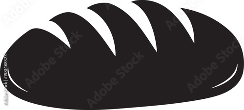 Simple black loaf of bread on white background illustration