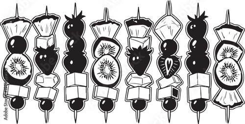 A festive display of eight lanterns adorned with apples and floral designs Vector