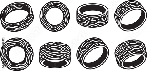 Fotografi Intricate spirals and concentric circles in black and white art Vector