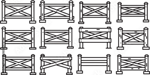 Various styles of wooden ladders with different rungs and designs Vector