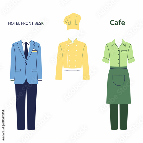 Professional Uniforms: Hotel Front Desk, Chef, and Cafe Staff Outfits