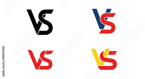 VS Logo Variations: Black, Red, Blue, Yellow - Competition, Versus, Choice