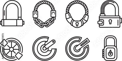 Collection of mechanical and decorative gear icons in a clean white style Vector
