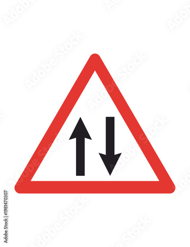 Free Download Two-way Traffic Ahead Warning Sign with Vertical Parallel Arrows - GFXLoad