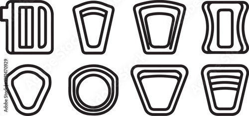 Various types of containers and vessels illustrated in black and white Vector