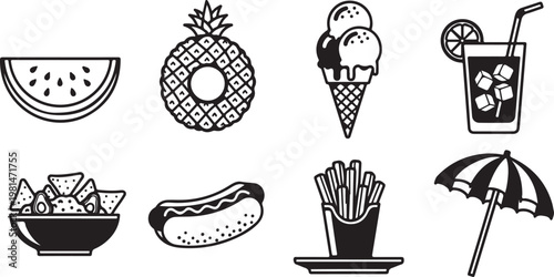 A collection of various household and cooking items illustrated in a simple style Vector