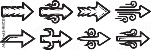 Various modes of transportation illustrated with arrows indicating direction Vector