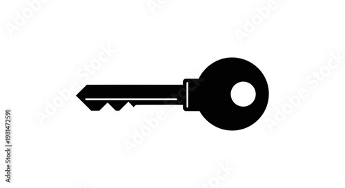 A minimalist black key icon on a white background, representing access and security.