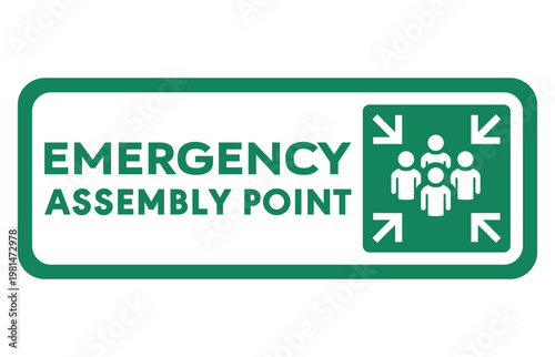Green Emergency Assembly Point Safety Signboard for Workplace Safety
