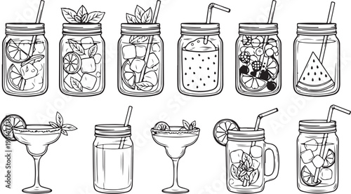 Various styles of elegant vases with intricate designs and patterns Vector