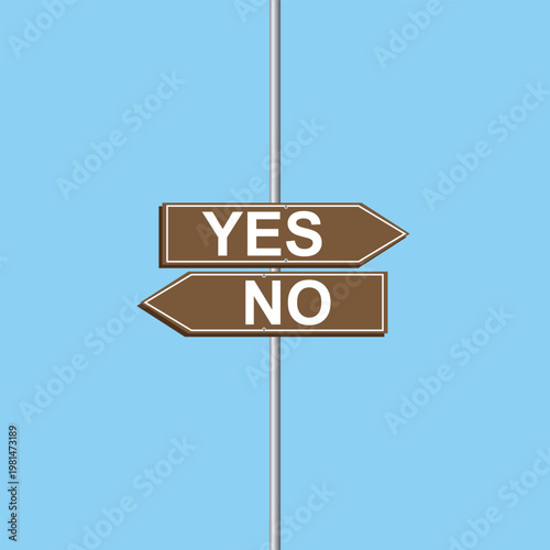 yes vs no Directional Road Sign Vector