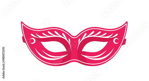 Elegant Pink Masquerade Mask with Ornate Swirls and Leaf Motifs