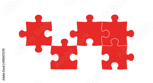 Red Puzzle Pieces Connecting Together, Symbolizing Teamwork and Solutions
