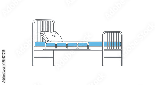 Detailed illustration of hospital bed.