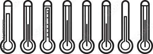 Set of eight silver-colored metal hooks arranged in a line Vector