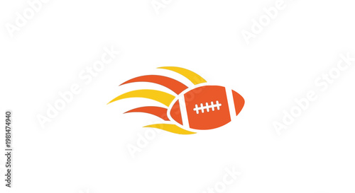 American Football Ball with Fiery Streaks.