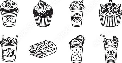 A collection of eight intricately patterned ceramic and metal vessels Vector