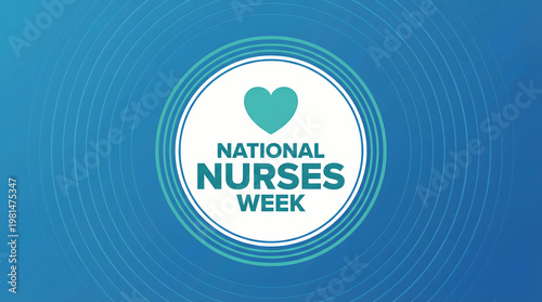 National Nurses Week logo with heart on blue background