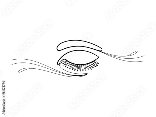 Beautiful woman eye with long eyelashes and eyebrow  eye makeup concept  beauty illustration