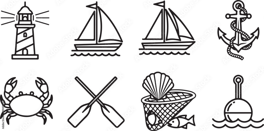 Fototapeta premium Various objects and symbols depicting history and transportation Vector