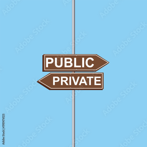 public vs private Directional Road Sign Vector
