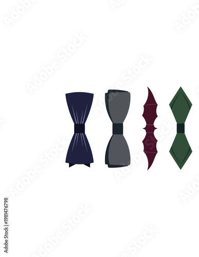 Collection of Four Bow Ties in Different Styles and Colors