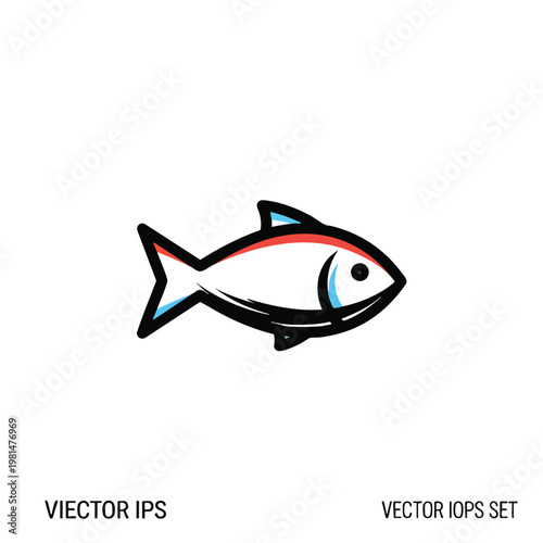 Stylish Illustration of a Fish on a Plain White Background for Marine and Nature Themes
